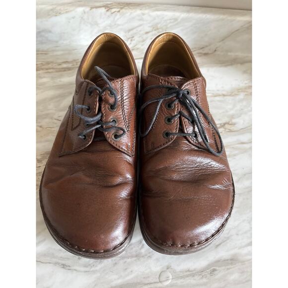 Birkenstock Brown Leather Oxford Comfort Shoes Size 12 Made in Germany Lace Up